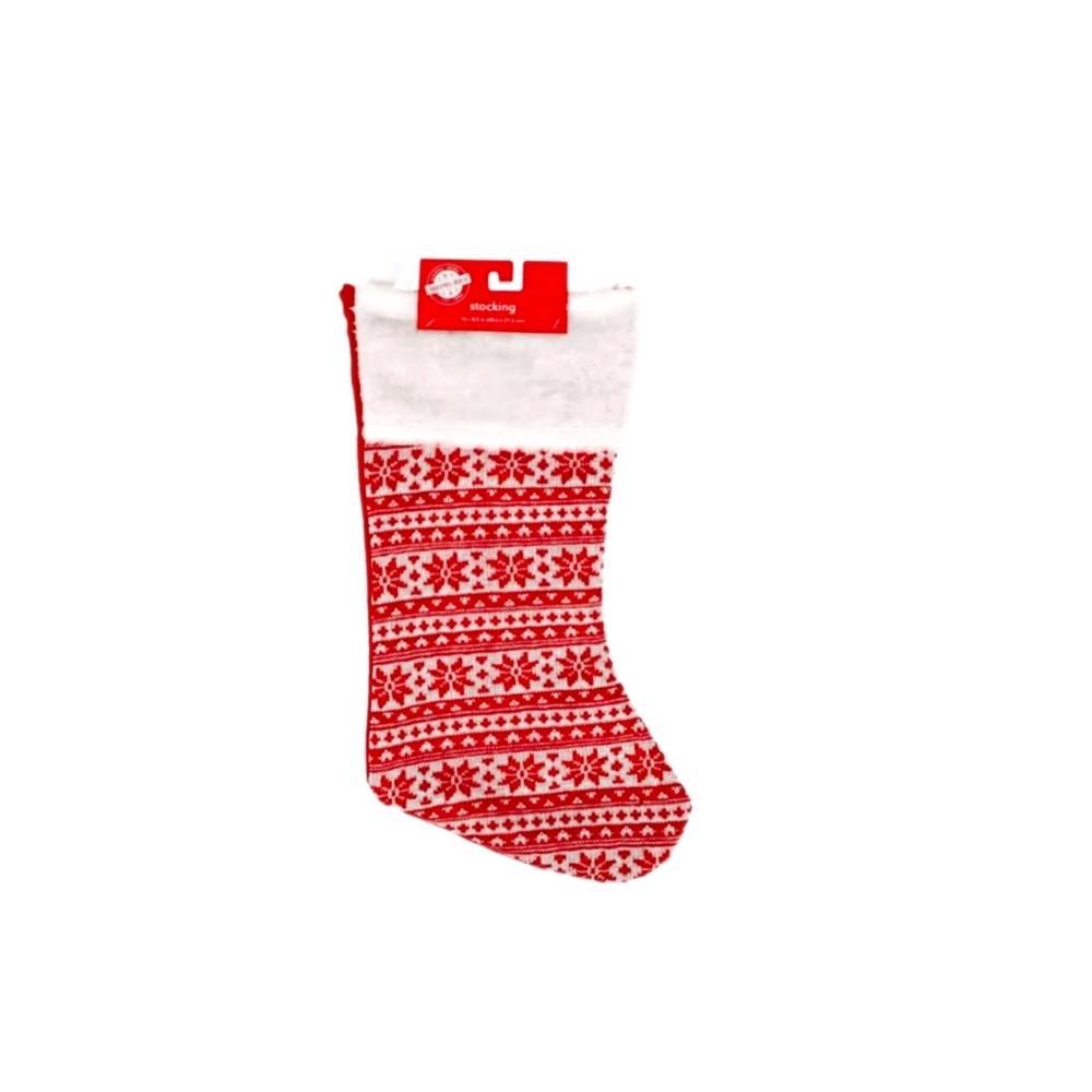 Red and White Ugly Christmas Sweater Stocking, 15 in. Long